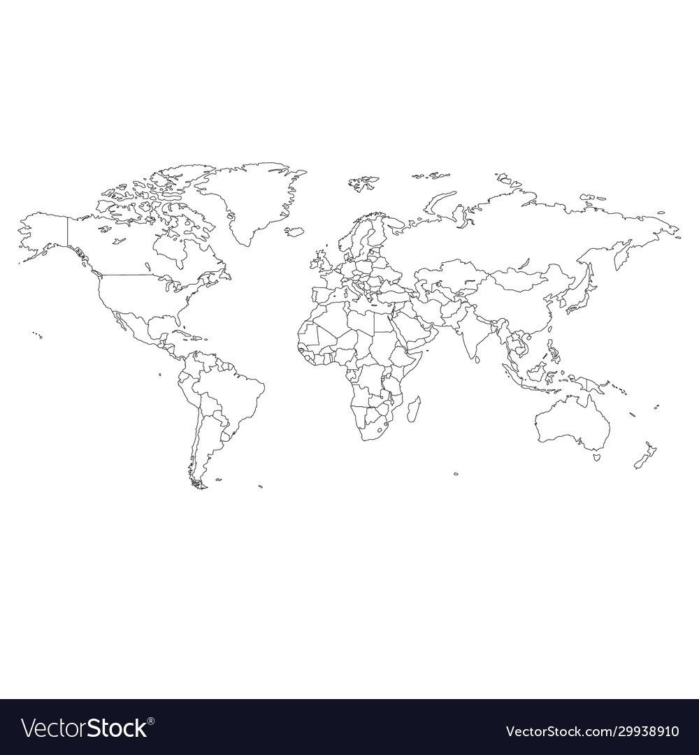 World Map Flat Vector With Borders High Resolution Stock Photography ...