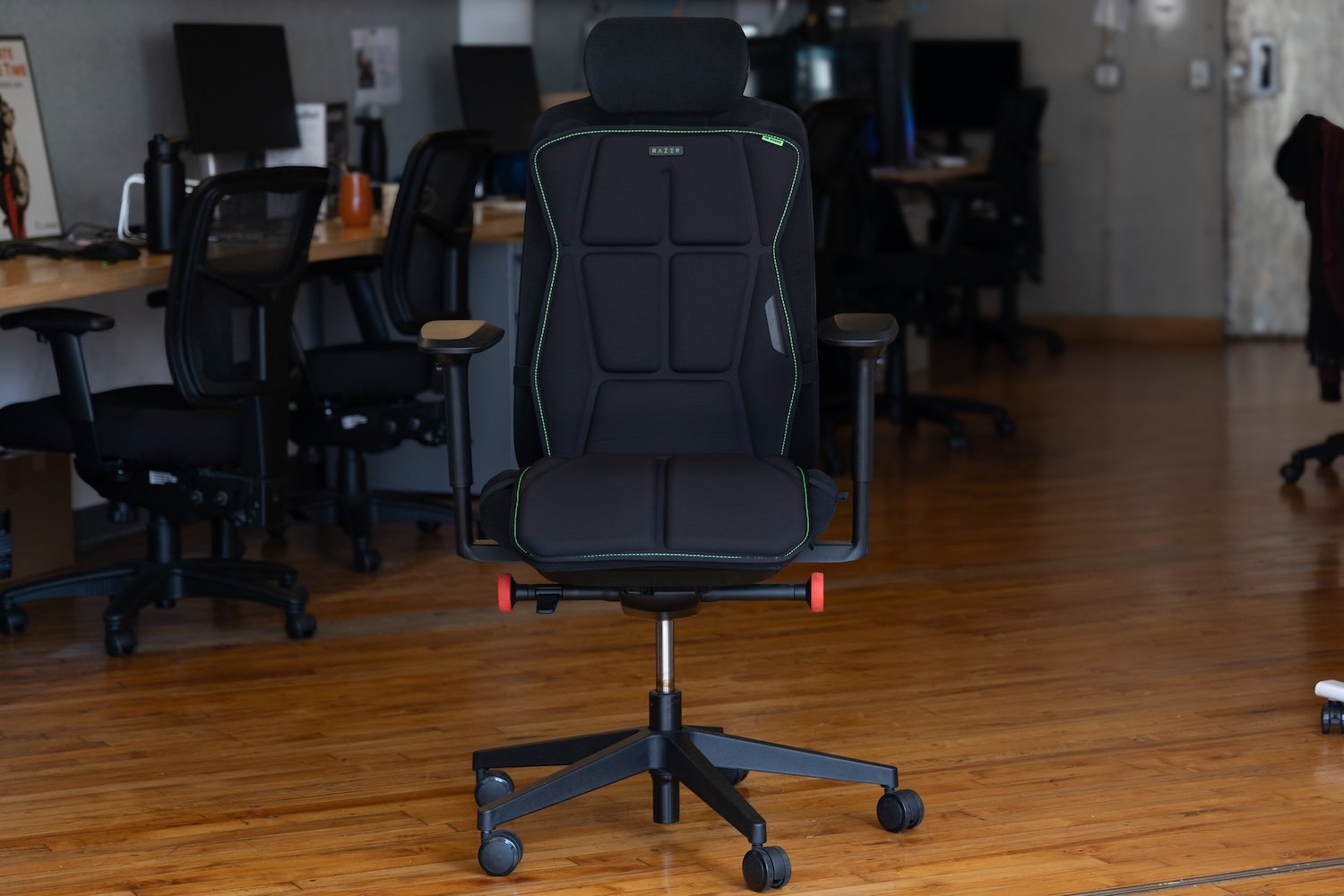 Razer Freyja Haptics chair in an office space