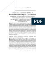 Users and Contexts of Use of Romanian Multilingual Dictionaries