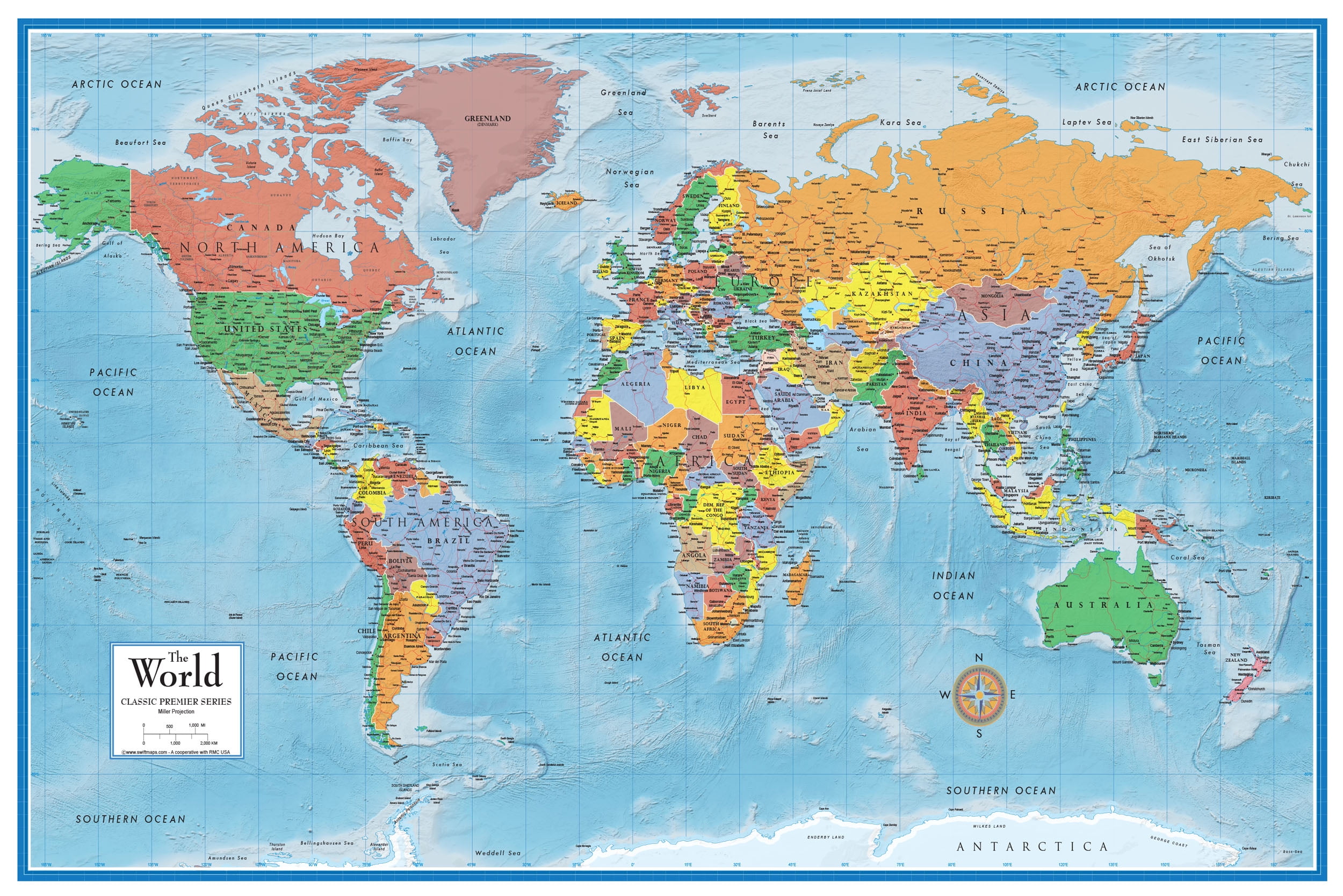 Wall Sized World Map - United States Map