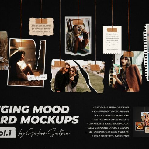 Hanging Mood Board Mockup Vol.1 cover image.