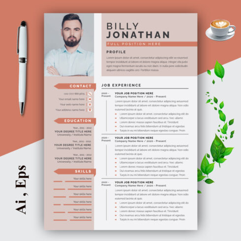 Professional Colour Resume Template Design cover image.