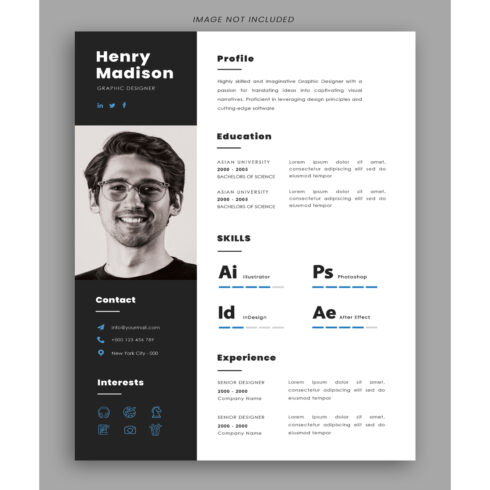 Graphic Designer Resume Design PSD Template cover image.