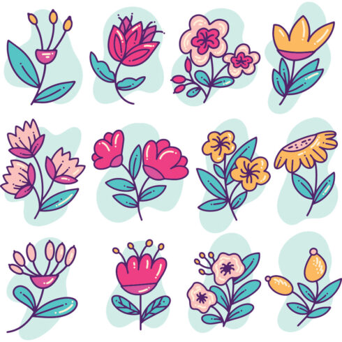 Flowers Doodle Illustration Pack cover image.