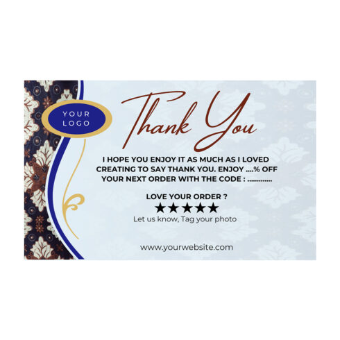 4 thanksgiving cards,business cards,thank you cash card with batik motif ornaments V2- only $ 8 cover image.