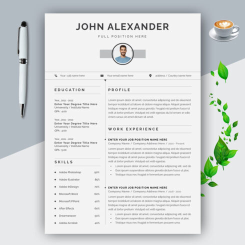 Modern Minimalist Resume Template cover image.