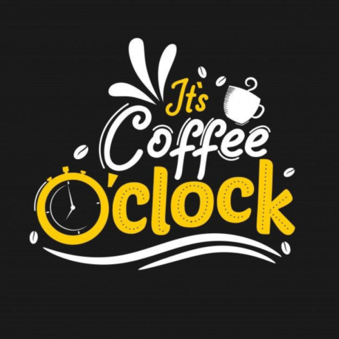 It's coffee clock design T-shirt cover image.