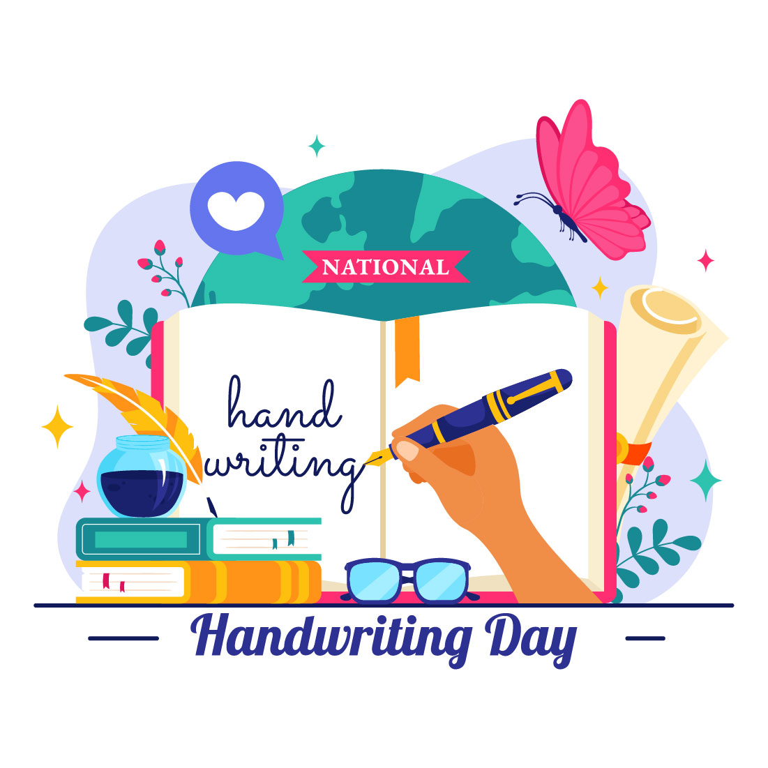 10 National Handwriting Day Illustration cover image.