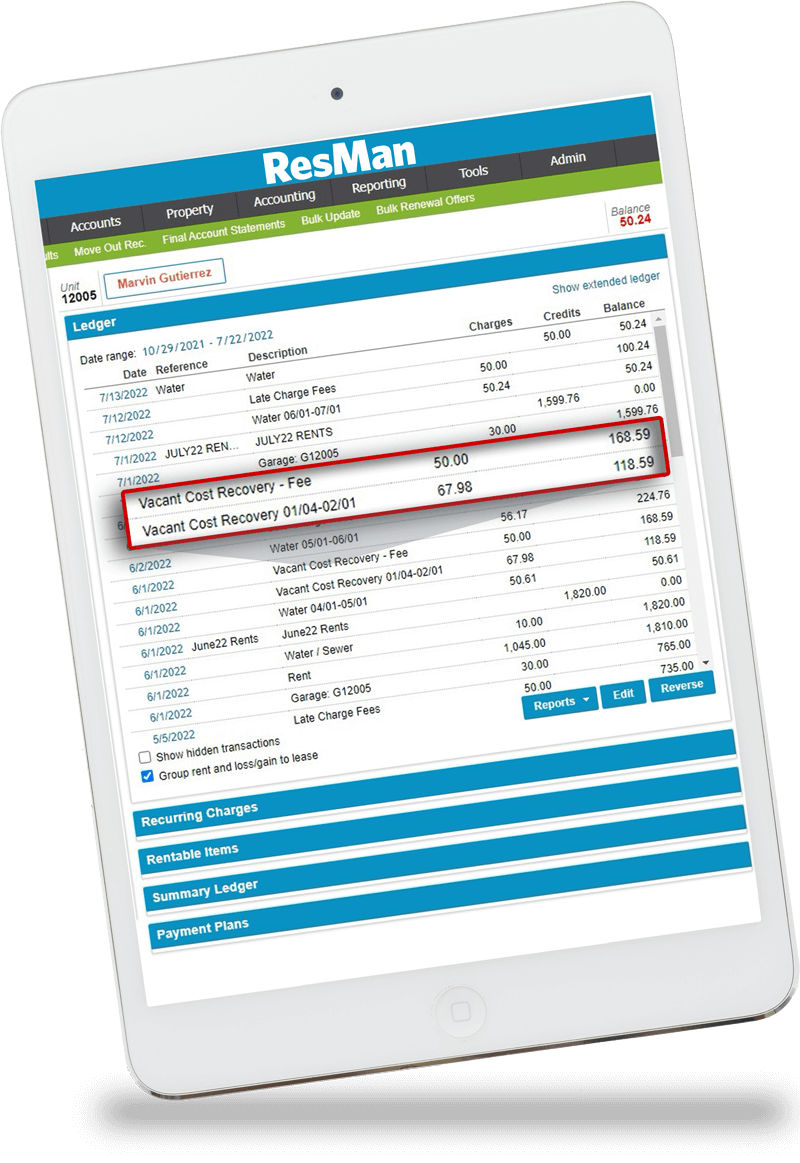 Tablet showing data on a screen.