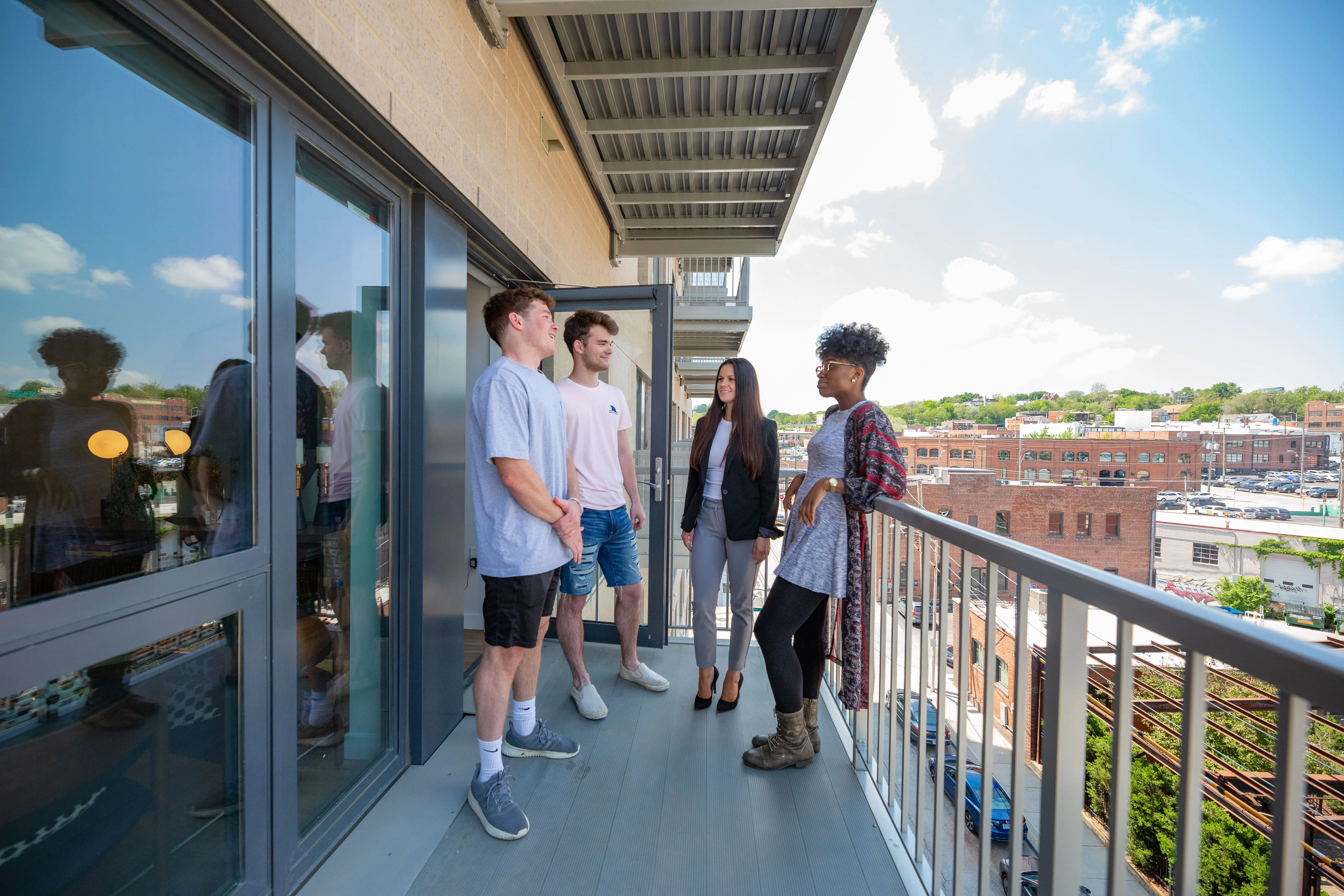 Photo of students on-site an asset living student property