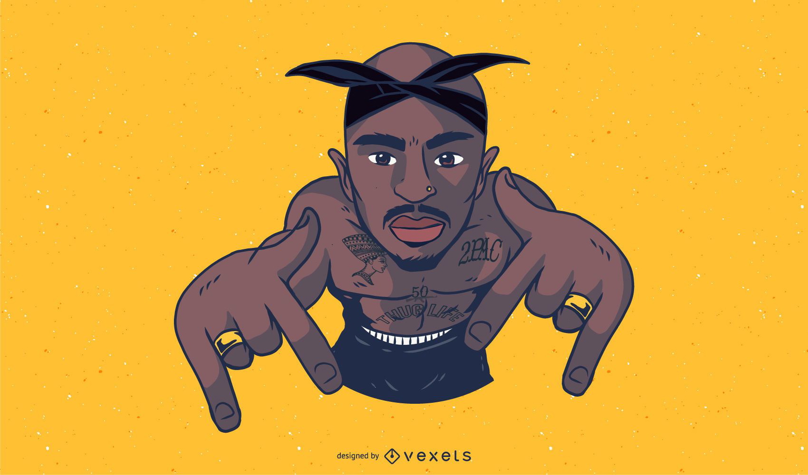 Tupac Shakur T-Shirt Design Vektor