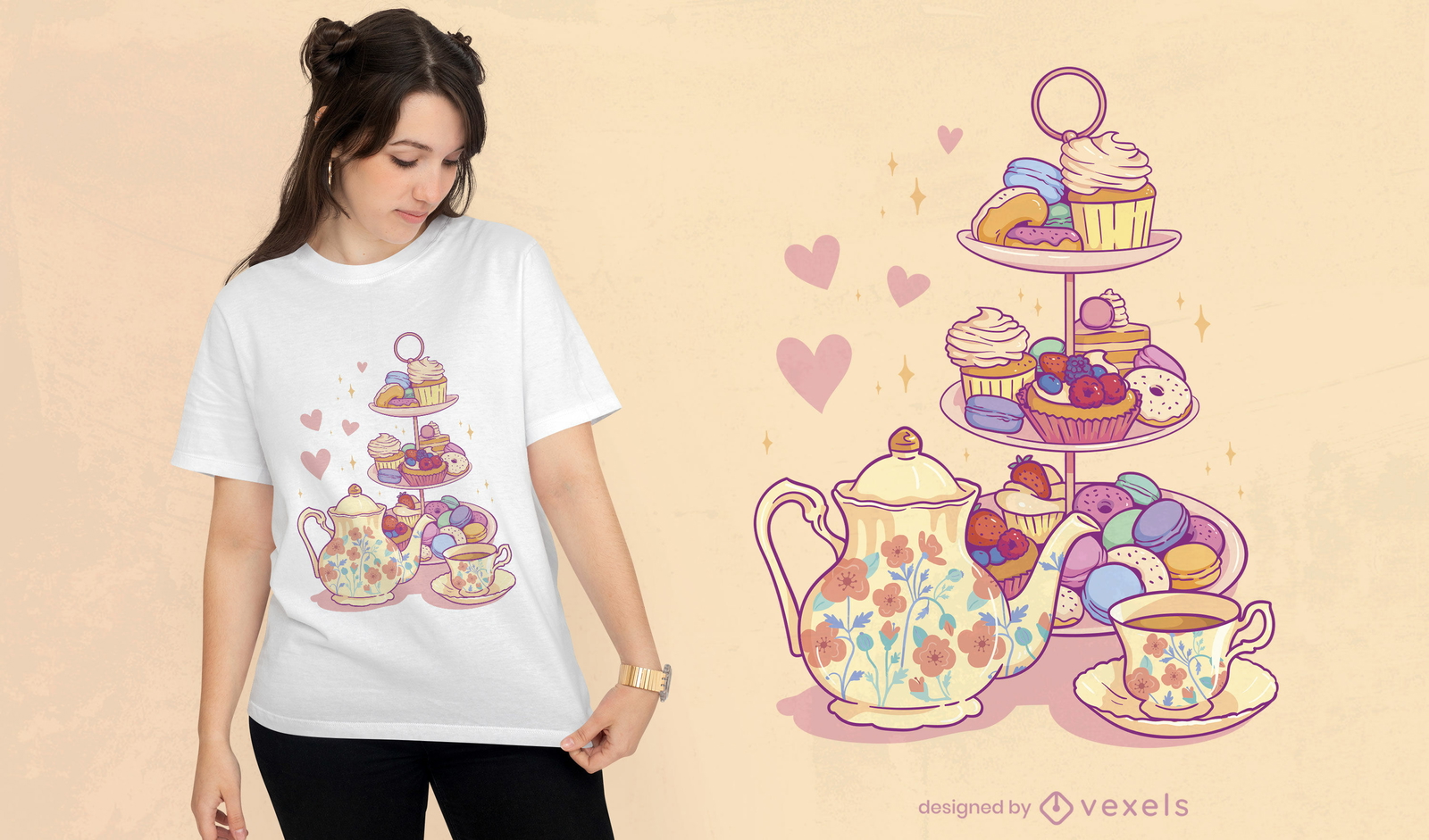 Etagere mit süßem T-Shirt-Design