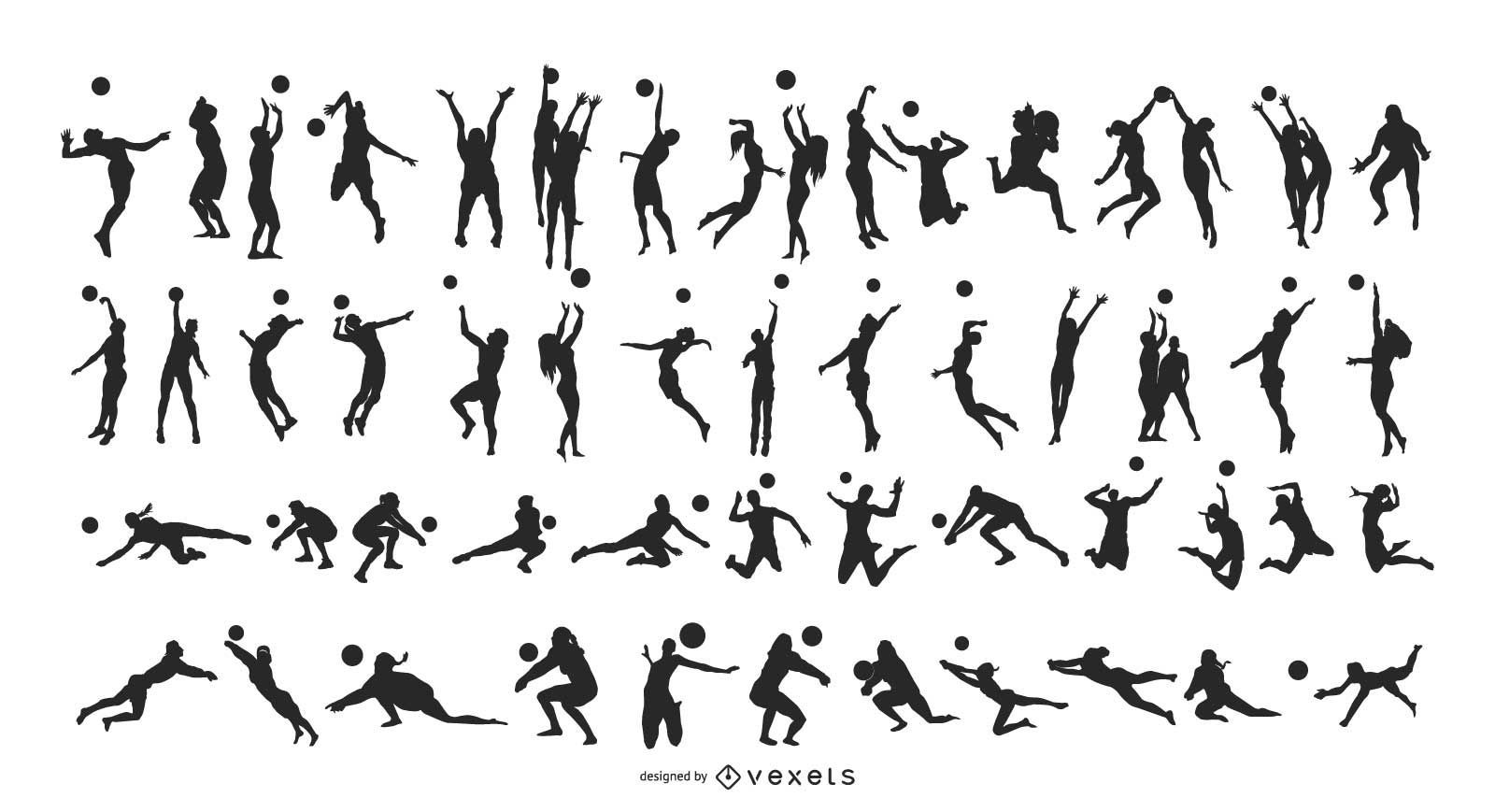 Männliche & weibliche Volleyballspieler Pack Silhouette