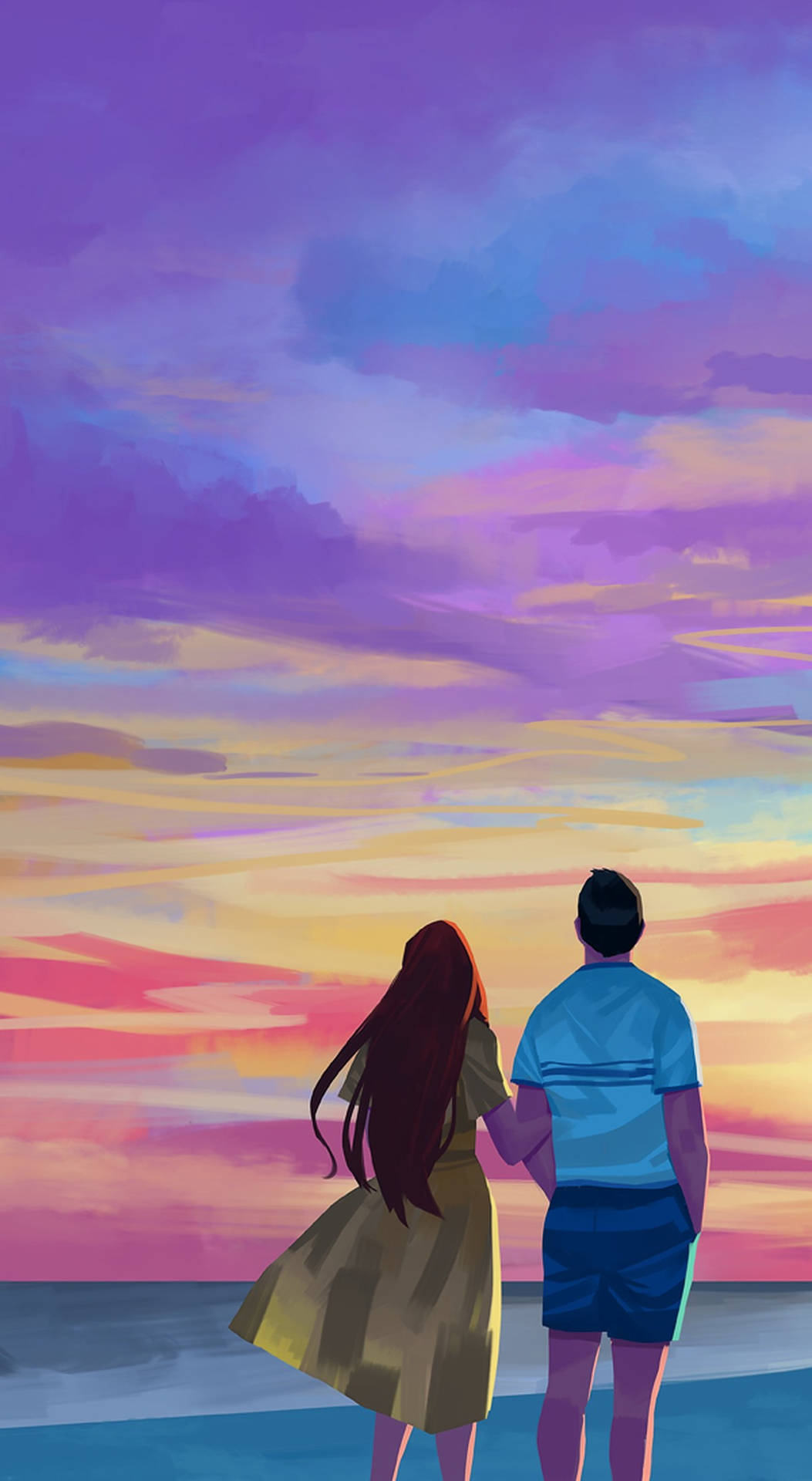 Gradient Sky Love Art Wallpaper