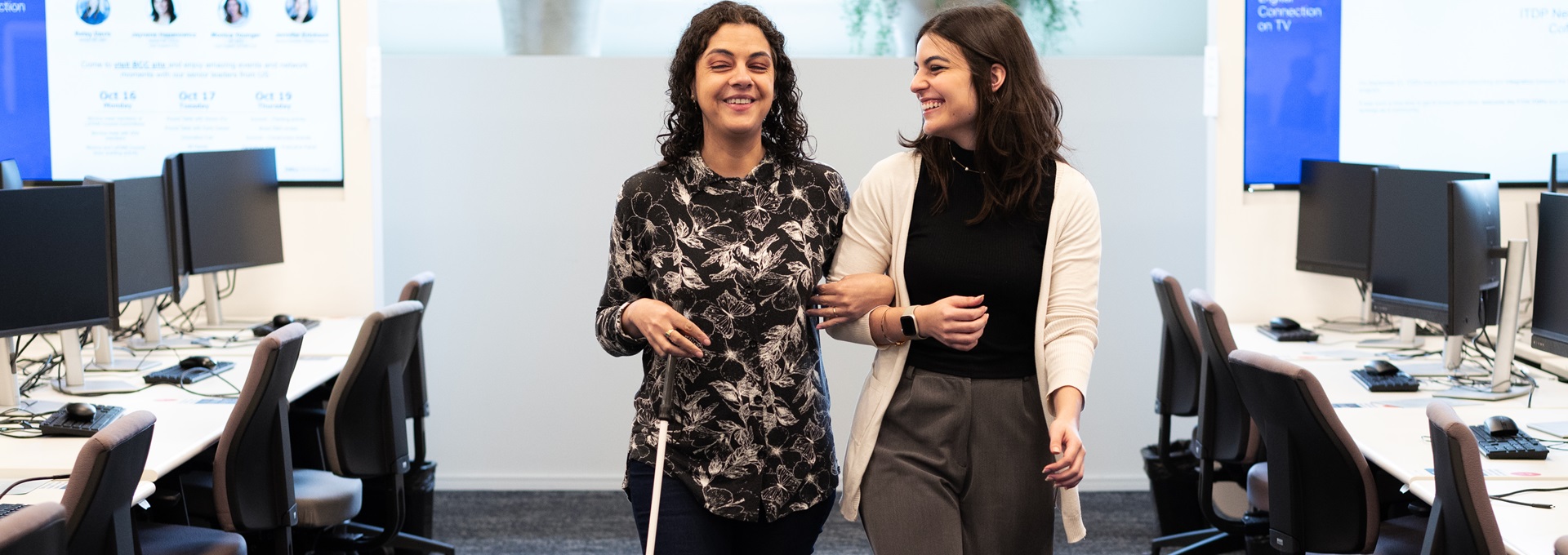 Employees walking together