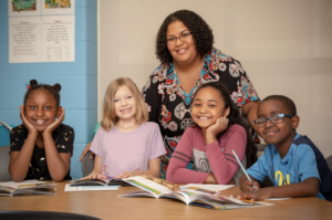 teacher with group of students