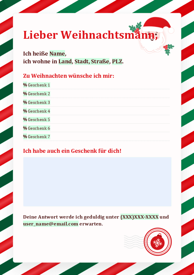 Brief an den Weihnachtsmann 1