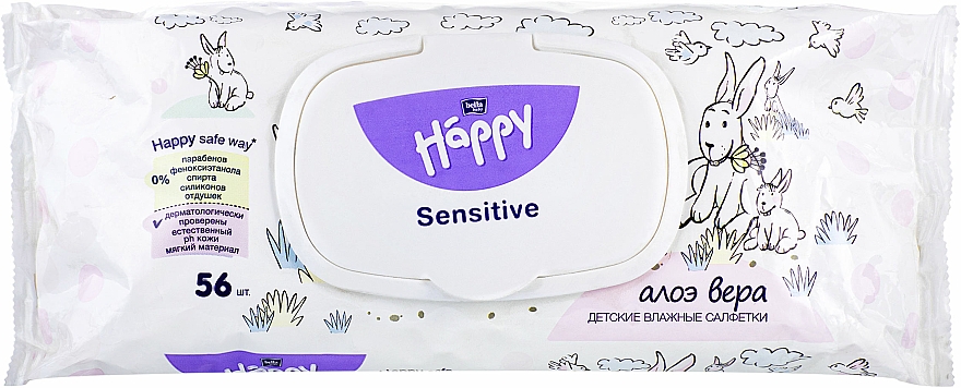 Șervețele umede "Extract de Aloe" - Bella Baby Happy Sensitive & Aloe Vera