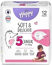 Scutece pentru copii 11-18 kg, mărimea 5 Junior, 12 buc. Bella Baby Happy Soft & Delicate