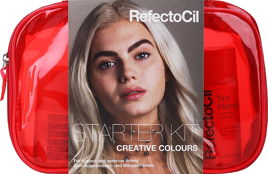 Set "Starter Kit" - RefectoCil (cr/75ml + fluid/100ml + fluid/100ml + oxidant/100ml + h/color/6x15ml/ + paper/80bucăți + brush/5bucăți + palette/1bucată + disc + bag)