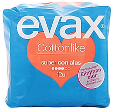 Absorbante „Super” cu aripioare, 12 buc. Evax Cottonlike