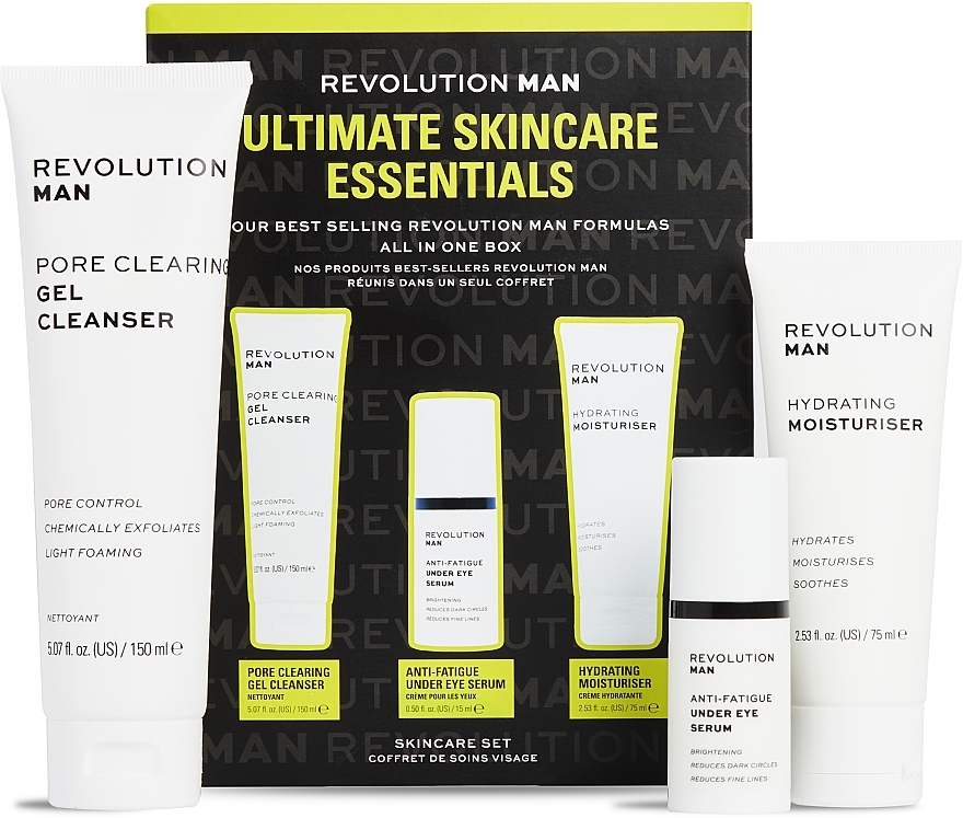 Set - Revolution Man Ultimate Skincare Essentials (f/gel/150 ml + f/cr/75 ml + eye/ser/15 ml)