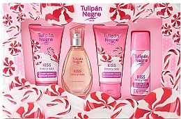 Tulipan Negro Kiss Fresa Y Nata キット (edt/50ml + b/lot/75ml + sh/gel/75ml + deo/50ml)	