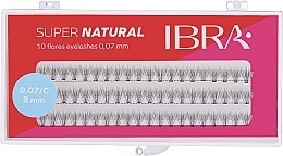 Ibra 10D Flares Eyelash Super Natural C 8 mm Ψεύτικες βλεφαρίδες σε τούφες "C", 0.07, 8 mm