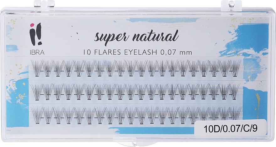 Βλεφαρίδες σε τουφάκια, C 9 mm - Ibra 10 Flares Eyelash Super Natural