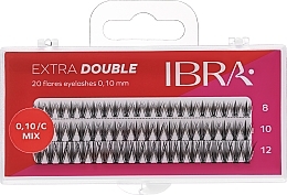 Ibra Extra Double 20 Flares Eyelash Mix Ψεύτικες βλεφαρίδες σε τούφες C 0,1 mm, μείγμα