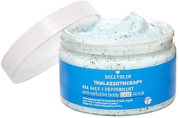 Hlađujući anticelulitni piling za tijelo s morskom soli i eteričnim uljem paprene metvice Hollyskin Thalassotherapy Sea Salt Peppermint Anti-cellulite Body Cold Scrub