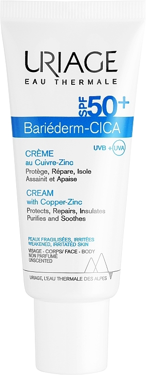 Revitalizirajuća krema za oslabljenu i nadraženu kožu - Uriage Bariederm Cica-Cream Copper-Zinc SPF50