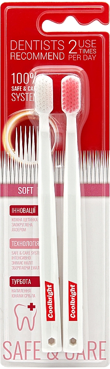 Set četkica za zube, 2 kom. - Coolbright Save & Care Soft