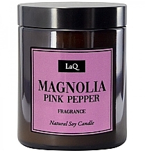 Svijeća od prirodne soje "Magnolija i ružičasti papar" LaQ Magnolia Pink Pepper Natural Soy Candle