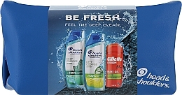 Head & Shoulders & Gillette Be Fresh Set (shampooing/300ml + shampooing/300ml + gel de rasage/75ml + trousse de toilette/1pcs)