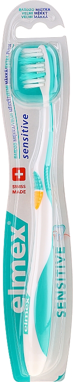 Brosse à dents souple, jaune-turquoise - Elmex Sensitive Toothbrush Extra Soft