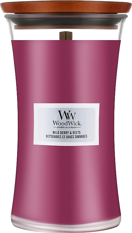 Bougie parfumée en verre, Betteraves et Baies sauvages - Woodwick Hourglass Candle Wild Berry & Beets