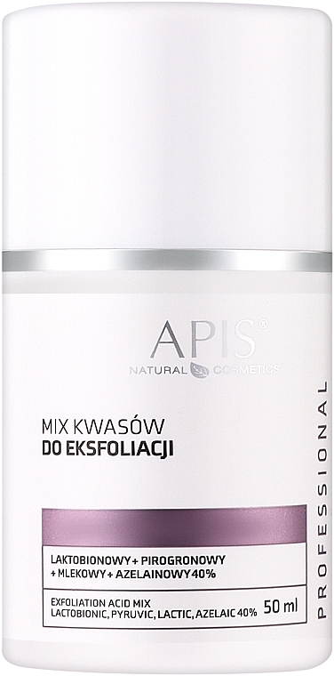 Mélange d'acides exfoliants professionnels pour visage - APIS Professional Lacticion + Pirogron + Milk + Azelaine 40%