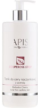 Lotion tonique à l'acérola pour peaux sèches à tendance couperosique - Apis Professional Couperose-Stop