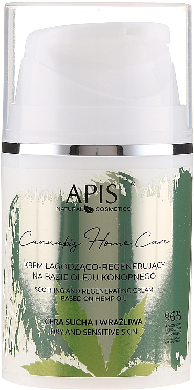 Crème à l'huile de chanvre pour visage - APIS Professional Cannabis Home Care Soothing And Regenerating Cream