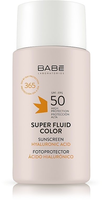 Fluide solaire à l'acide hyaluronique pour visage SPF 50+ - Babe Laboratorios Super Fluid Color