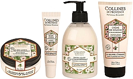 Collines De Provence Almond Butter Set corporal con extracto de almendras (gel de ducha/200ml + jabón líquido/300ml + bálsamo corporal/150ml + bálsamo labial/15ml)