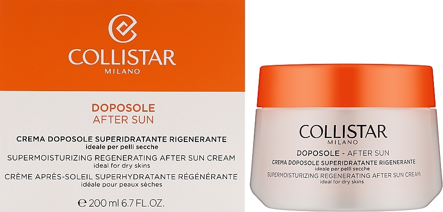 Crema facial regeneradora aftersun con alantoína, vitamina E y aceites de coco y karité Collistar Speciale Abbronzatura Perfetta Crema Doposole Superidratante Rigenerante