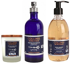 Collines De Provence Natural Lavender Set perfumado con aroma a lavanda (jabón líquido/300ml + vela perfumada/180g + spray ambientador/100ml)