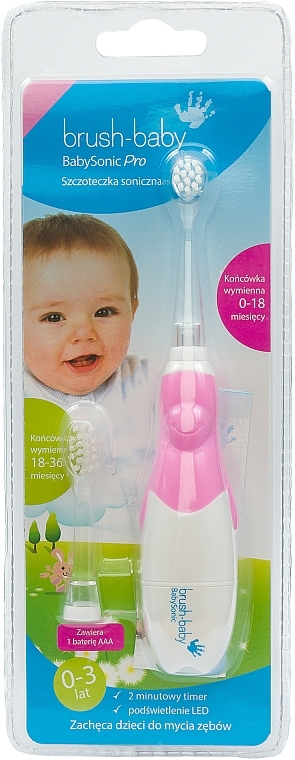 Электрическая зубная щетка, 0-3 лет, розовая - Brush-Baby BabySonic Pro Electric Toothbrush