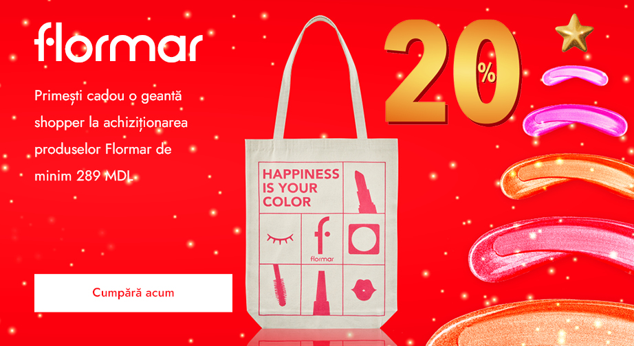 Reducere 20% la toate produsele Flormar. Primești cadou o geantă shopper la achiziționarea produselor Flormar de minim 289 MDL