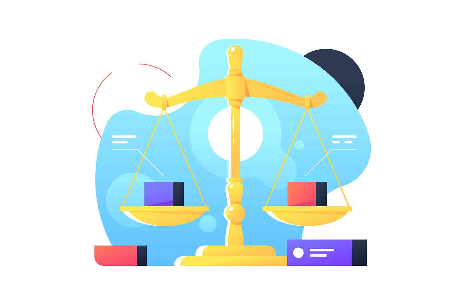 Objects on libra or scales. Isolated icon concept of physical measuring using tools. Vector illustration.