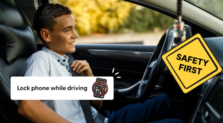 teen in the driver's seat of a car