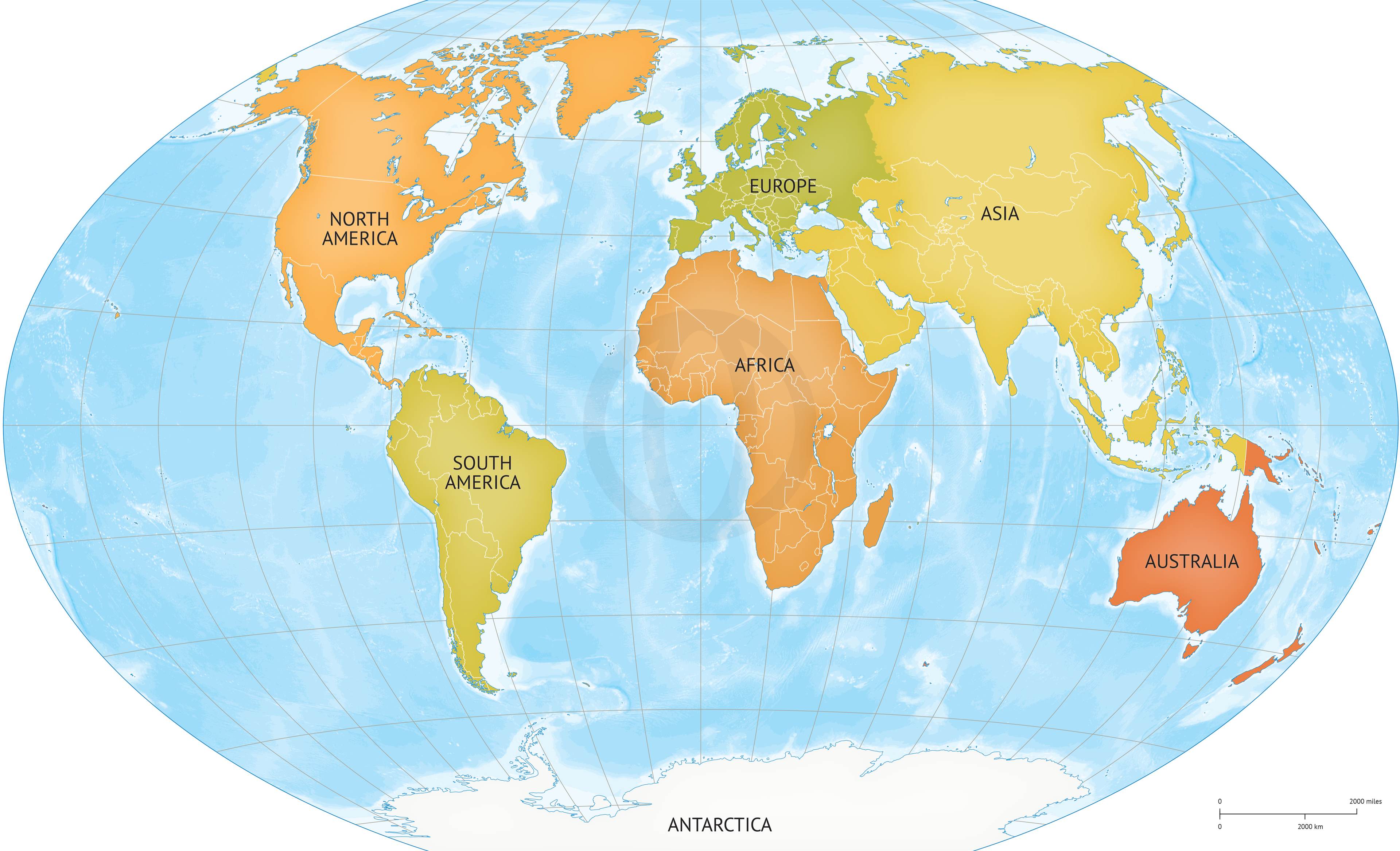 World Map With Oceans And Seas Labeled