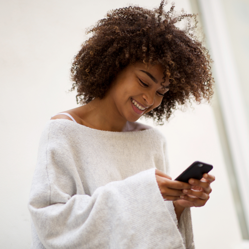 Woman looking at her phone